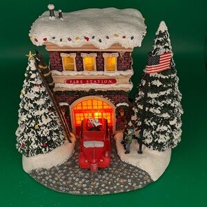Festive Thomas Kinkade “A First Responders Christmas” Fire Station Holiday Decor